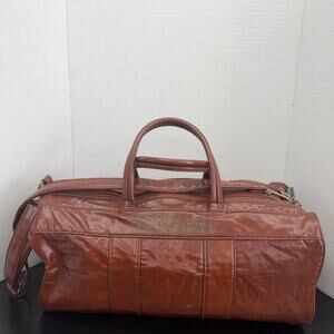 Wilson Vintage Spellout Duffle Bag Logo Red Brown Faux Leather Gym Travel
